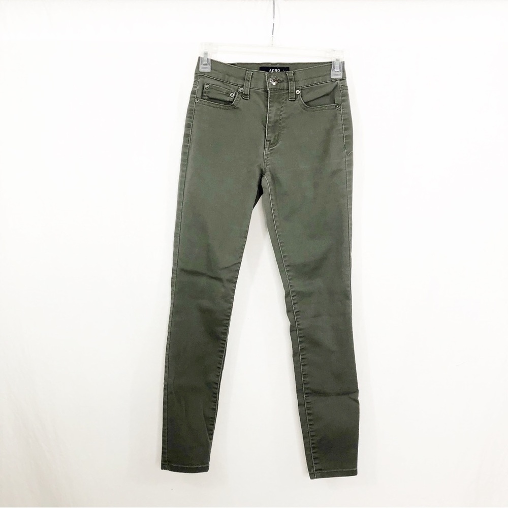 Aeropostale High Rise Skinny Jeans, Size 00, Olive Green